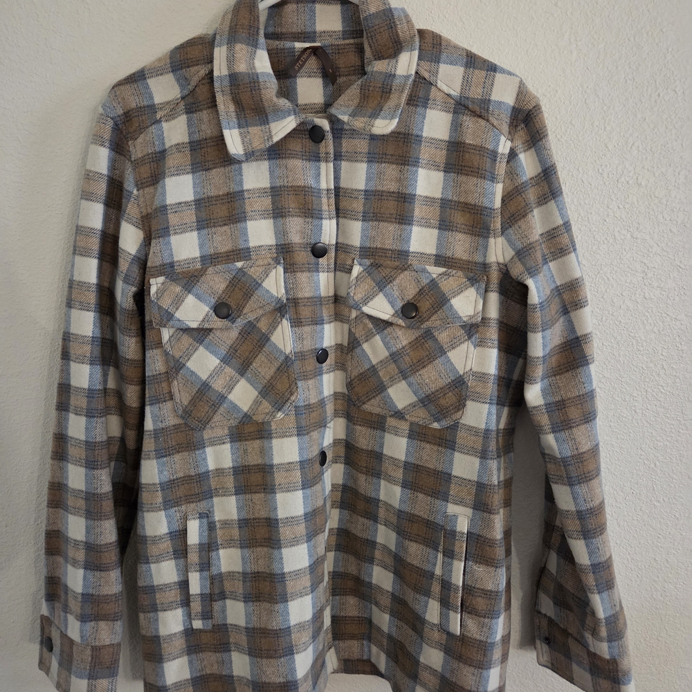 Stetson Women's Plaid Blazer in Brown and Cream